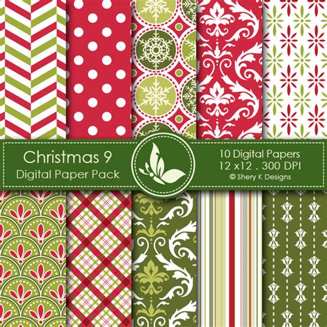 Christmas 9 Digital Papers Shery K Designs