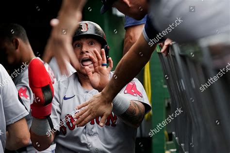 Boston Red Soxs Christian Vazquez Celebrates Editorial Stock Photo