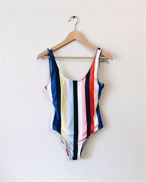 Striped One Piece Swimsuit Colorful Swimwear Sorority Preppy Summer