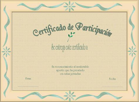 Certificado De Participación Certificados De Participacion