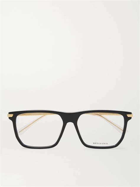 Black Square Frame Acetate And Gold Tone Optical Glasses Bottega Veneta Eyewear Mr Porter