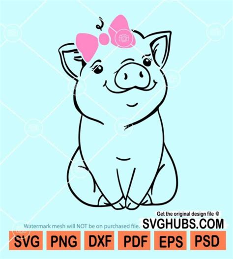 Pig With Bow Svg Pig With Pink Bow Svg Cute Pig Svg Pig Face Svg Pig