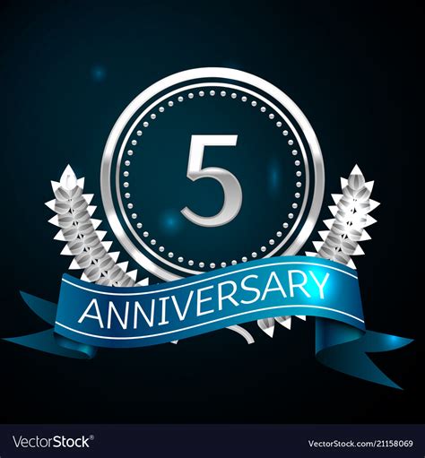 Five Years Anniversary Celebration Design Vector Image
