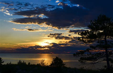 Scenic View Of Beautiful Gold Sunset Over Lake Photograph By Larysa Hlebik