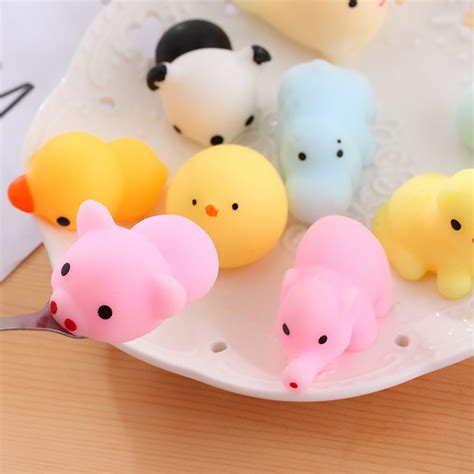 100pc Kawaii Animals Mochi Squishy Stress Toy Relief Animal Squishies Mini Hand Squeeze Squishes ...