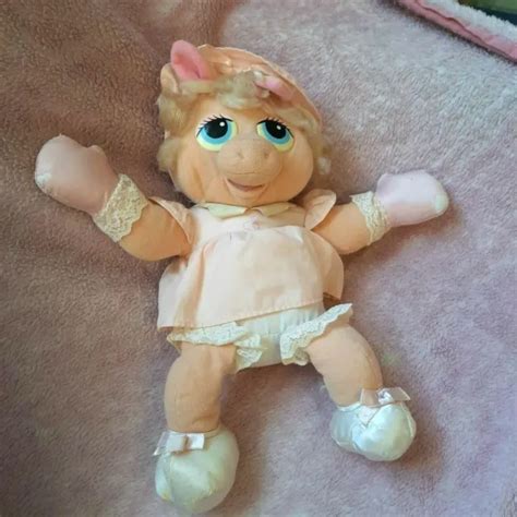 Miss Piggy Muppet Babies Jim Henson Retro Plush Soft Toy Pink Dress 19
