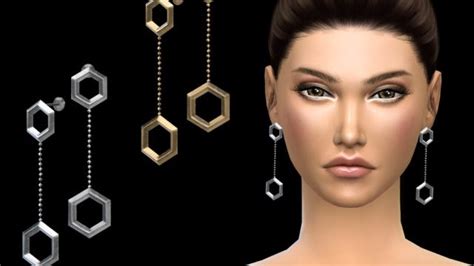 Download Natalis Hexagon Drop Earrings For The Sims 4