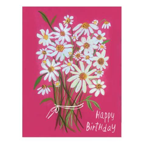 Daisy Bouquet Happy Birthday Postcard