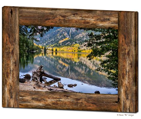 Cottonwood Mountain Lake Rustic Cabin Window View Art 30″x40″x125
