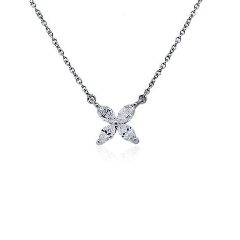 Tiffany Co Platinum Diamond Victoria Small Pendant Necklace