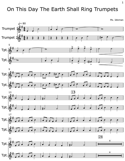 On This Day The Earth Shall Ring Trumpets Sheet Music For Trumpet