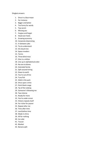 Thank you for visiting, if you find this answers useful, please like our facebook fans page and see you again at the next post update! Dingbats by missjojostm - Teaching Resources - Tes