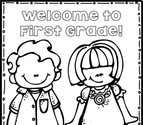 Coloring Pages Kids Welcome To 1st Grade Coloring Sheet
