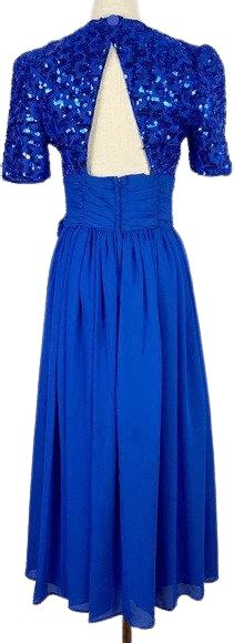 vintage 80 s blue party dress gown by opening night shop thrilling