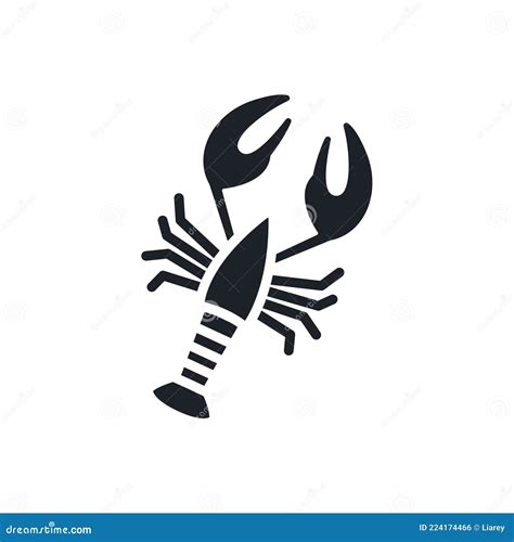 Crawfish Silhouette Cartoon Cute Character Illustration Isolated On