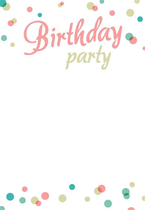 Birthday Party Invitation Template Blank Birthday Party Invitations