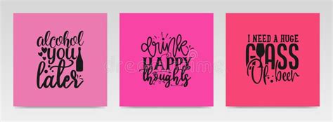 Big Happy Hour Quotes Letter Typography Set Illustration Stock Vector