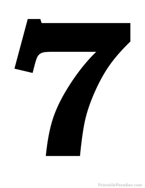 Printable Solid Black Number 7 Silhouette Number 7 Printable Numbers
