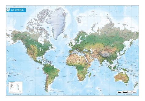 Wereldkaart Natuurkundig Vector Map De Online Kaarten Shop
