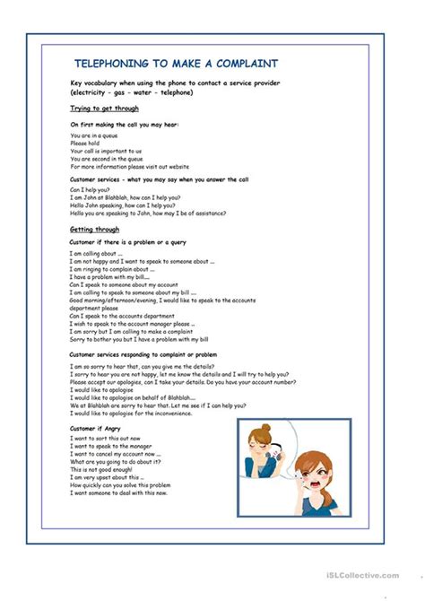 TELEPHONE COMPLAINT worksheet - Free ESL printable worksheets made by