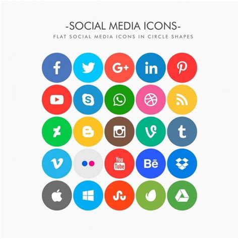 Round Social Media Icons Pack Vector Free Download
