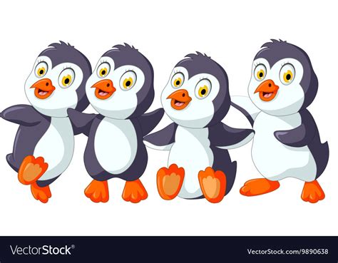 Funny Penguins Cartoon Set Character Royalty Free Vector