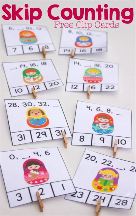 Printable Skip Counting by 2s Clip Cards – Lesson Plans