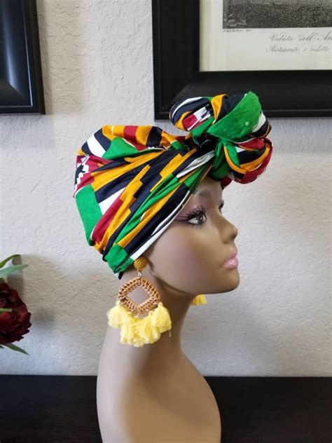 Kente African Headwraps Women Headwraps Turban Headwraps Etsy Head Wraps African Head
