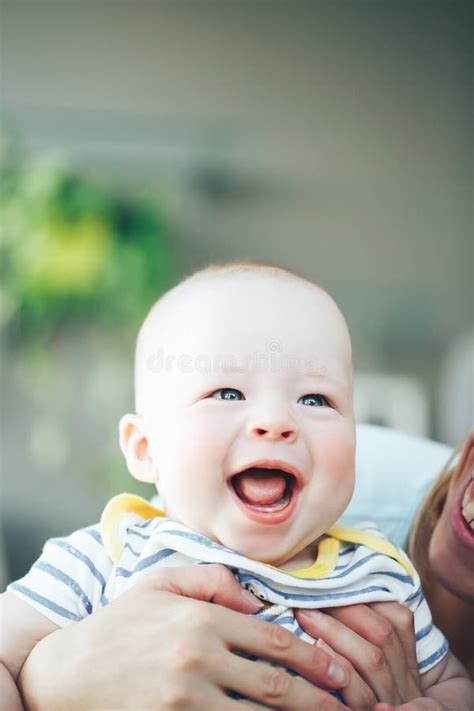 Infant Baby Child Boy Six Months Old Shows Emotions Stock Image Image