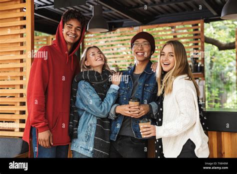 Group If Cheerful Multiethnic Friends Teenagers Spending Fun Time