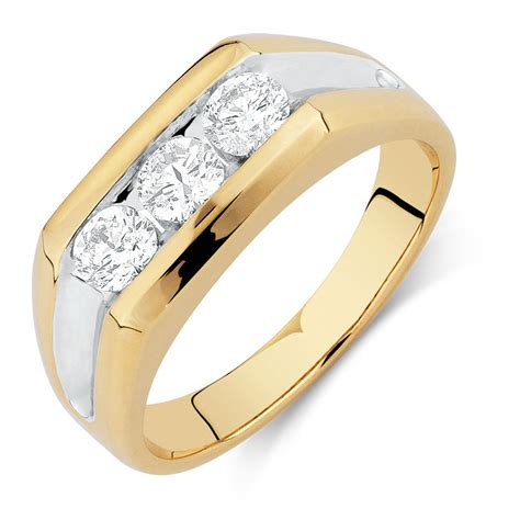 Mens Ring With 1 Carat Tw Of Diamonds In 10ct Yellow Gold