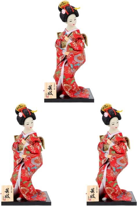 Bestoyard 3pcs Kimono Doll Geisha Ornament Figurines Geisha