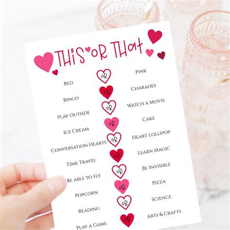 This Or That Valentines Day Party Game Classroom School Etsy