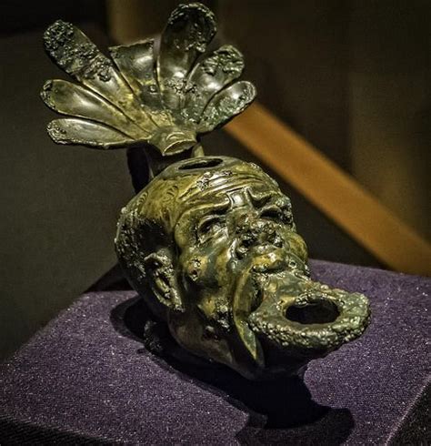 pompeii italy ~ bronze lamp in the shape of a nubian head pompeii roman 1st century ce by