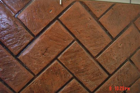 Bonway Herringbone Brick Stamped Concrete With Bonway Brick Red