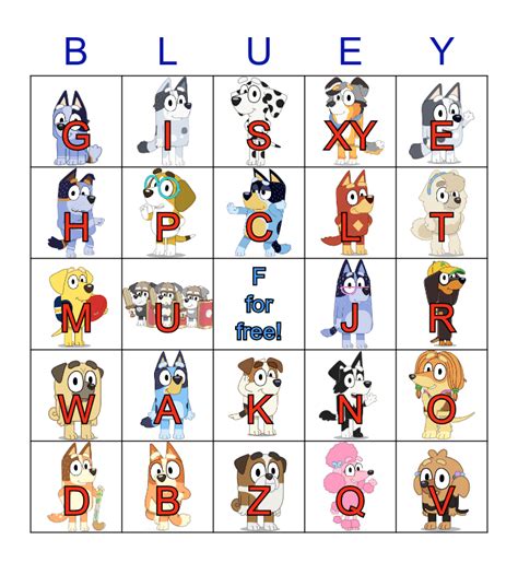 Bluey Bingo Bingo Card