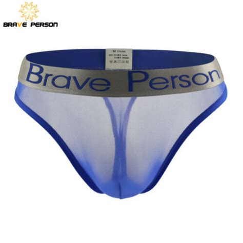 Brave Person Underwear Mens Thong Transparent Gauze Breathable Briefs