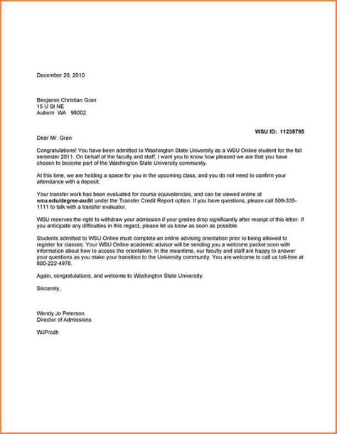Business Letter Examples For Students Sample Admission Letters Free