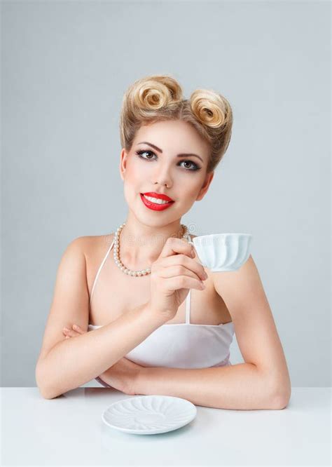 Young Blonde Woman With Retro Make Up Stock Image Image Of Beauty