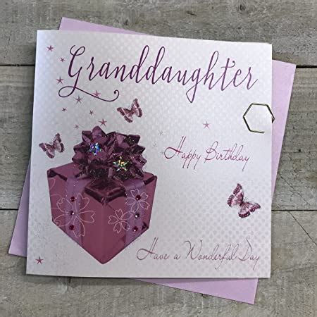 White Cotton Cards Granddaughter Happy Birthday Handmade Card Pink Wb Amazon Co Uk Home
