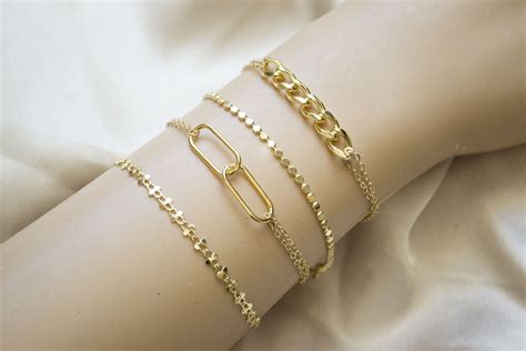 Gold Chain Bracelet Chain Bracelet K Gold Filled Etsy