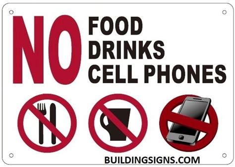 Hpd Signsno Food No Drinks No Cell Phones Sign Aluminum