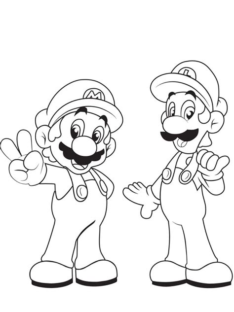 Luigi With Mario Coloring Page Free Printable Coloring Pages For Kids
