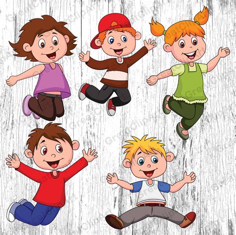 5 Clipart De Dibujos Animados Niños Gráfico De Los Niños