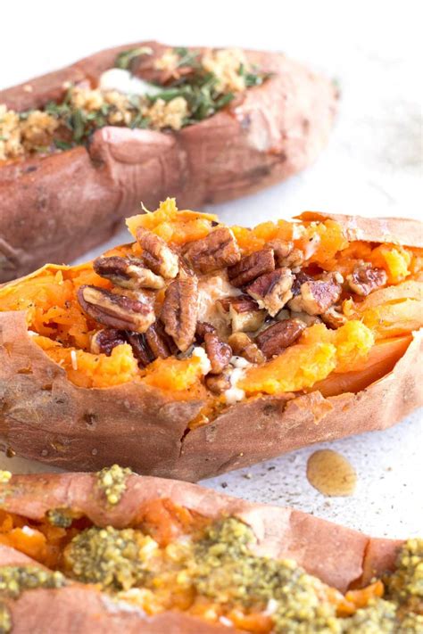 Perfect Baked Sweet Potatoes With Sweet And Savory Toppings Borrowed