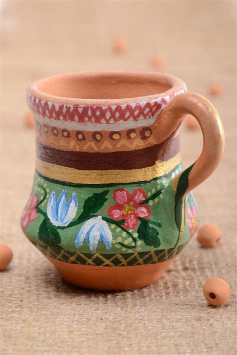 Buy Ceramic Glazed Drinking Cup In The Shape Of A Pitcher With A Handle 1021440346 Handmade