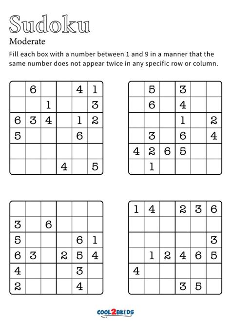 Free Printable Sudoku 4 Per Page Puzzles