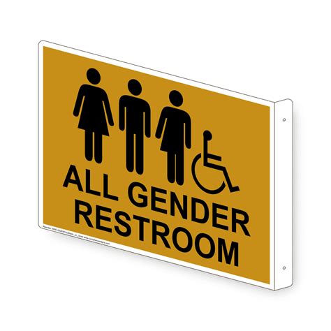 Gender Neutral Restroom Sign With Symbol Rre 25320proj Blkongld Restrooms