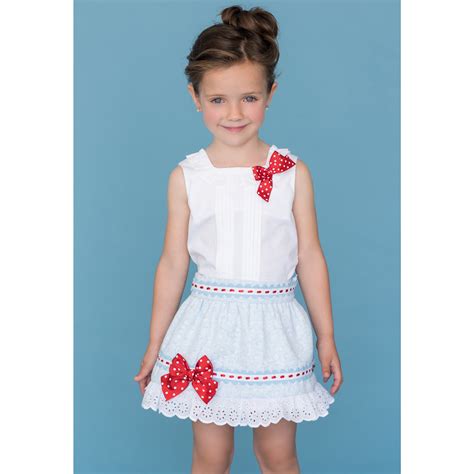 Red Top White Skirt Girls Outfit From Spanish Dolce Petit