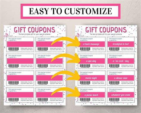 Editable T Coupons Printable T T Coupons Pdf Etsy Uk